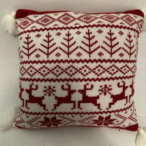 Ubuy Red Fair Isle Knit Throw Pillow Cover Reindeer Snowflakes Tassels